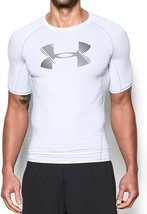 Under Armour Men&#39;s Heatgear Graphic Short Sleeve Compression T-Shirt, White, XL - £17.39 GBP