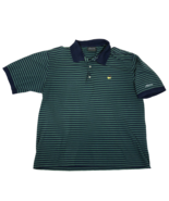Masters Collectoin Mens Green Blue Striped Logo Golf Polo Cotton Pima Si... - $29.69