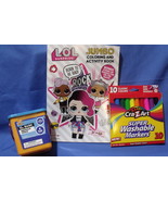 Toys New L.O.L. Jumbo Coloring Book 10 Washable Marker &amp; 12 Basic Sidewa... - £7.92 GBP