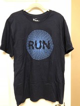 Nike Run T-Shirt Size  2XL  XL  Regular Fit Grey Blue GRAPHIC PRINT &quot;RUN&quot; - $19.99