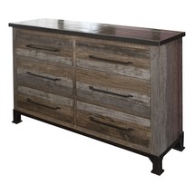 61" Brown Solid Wood Six Drawer Double Dresser - €994,11 EUR