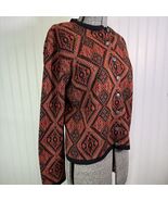 Vintage Jacquard Knit Cardigan Sweater Kilim Geometric Garland Women&#39;s S... - $540.47 MXN