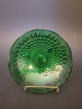 Vintage Footed Candy Dish Emerald Green Hobnail Glass 6 1/4&quot; W 1 3/4&quot; D W/Stand - £9.64 GBP