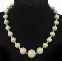 Vintage Mid Century MCM Green Lucite Beaded Necklace With 925 Sterling Clasp - £19.35 GBP
