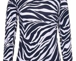 NWT Ladies IBKUL ZAZU BLACK &amp; WHITE ZEBRA Long Sleeve Crew Neck Shirt - XL  - $44.99
