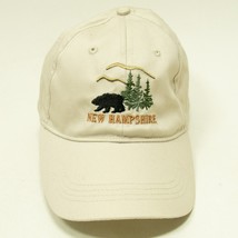 New Hampshire Tan Cotton Adjustable Baseball Cap Hat Bear Mountain Trees - £6.99 GBP