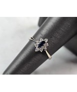 Womens Vintage Estate 14K White Gold Sapphire Diamond Ring 2.4g #E7046 - $621.10 CAD