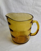 Vintage Amber Gold Glass Pitcher Mid Century Modern 6 3/4&quot; Tall - Ribbed MCM - £18.20 GBP