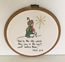 Christmas christian faith cross stitch embroidery hoop wall hanging shep... - $399.67 MXN