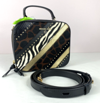 Michael Kors Crossbody Jet Set Charm Bag Top Handle Black Leather Print B2D - $128.69