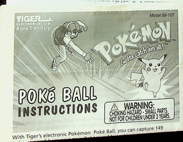 Pokemon Poke Ball Instructions (1999) - Pikachu - Tiger Electronics - Pre-Owned - £13.92 GBP
