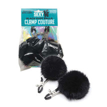 AF Sexy Nipple Clamps Black Puff Balls - £19.89 GBP