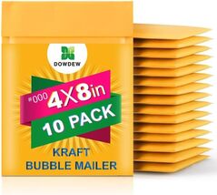 Kraft Bubble Mailers [10 Pack] 4 inch x 8 inch Padded Shipping Envelopes - $14.85