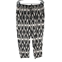 J Crew Casual Pants Linen Geometric Print Black Cream 10 Pockets - £18.92 GBP