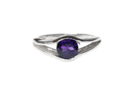 Silver Amethyst Band For Her Amethyst Promise Ring Minimalist Amethyst - £27.99 GBP