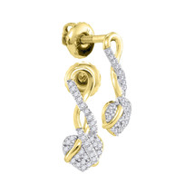 10kt Yellow Gold Womens Round Diamond Heart Cluster Earrings 1/6 Cttw - £188.07 GBP