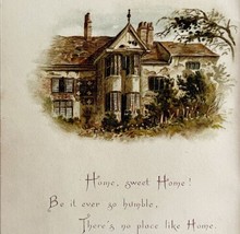 Home Sweet Home Lithograph Victorian Art Print c1850-1870s Poem House DWN10A - £54.72 GBP
