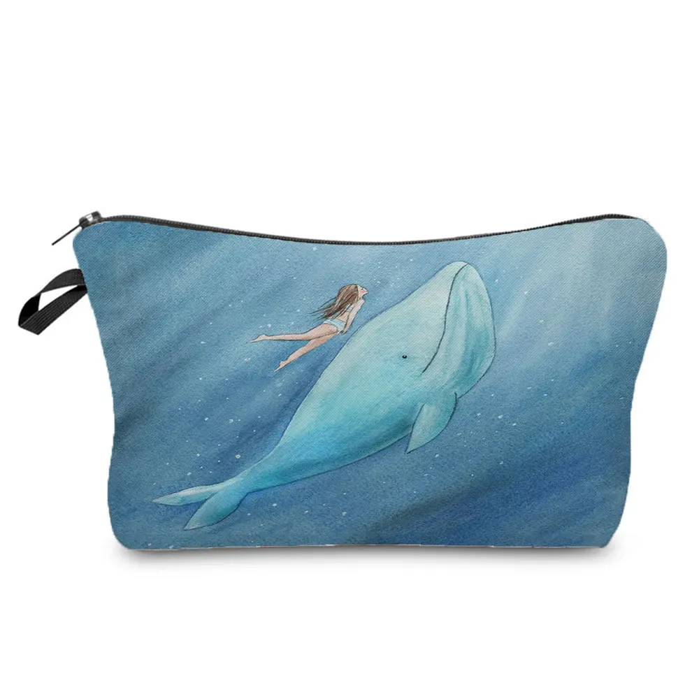 Fresh Print Cute Whale Sea Series Women Bag Large Capacity Cosmetic Bags Designe - £46.73 GBP