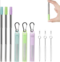 Reusable Telescopic Straws Stainless with Silicone Tips, Cases, Brushes ... - $6.00