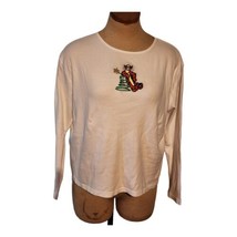 Vintage Tigger Christmas Cropped Shirt XL Embroidered White Long Sleeve ... - £15.70 GBP