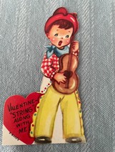 Cowboy Playing Guitar Valentines Day Early 1900&#39;s Die Cut A-Meri-Card? V... - £3.70 GBP