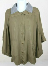 Classic Green Casual Fan Cardigan Jacket Button Up Fan Sleeves w/ Pocket... - £18.07 GBP