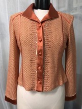 St John Women&#39;s Blazer Apricot Tweed Terracotta Jeweled Glitter Size 4 N... - $649.69