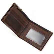 Crazy Horse Leather Men&#39;s Short Wallet Gift For Men Male Brand Designer Mans Coi - £241.07 GBP