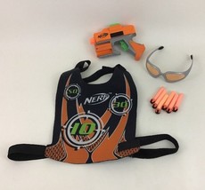 Nerf Tag Orange Team Dart Tag Gun Blaster Pistol Vest Goggles w Darts Lo... - £19.34 GBP