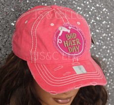 Bad Hair Day vintage Distressed Cap trendy and fashionable Pink Once size fits m - £15.43 GBP