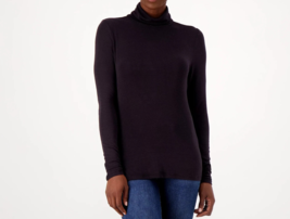 Girl With Curves Layering Turtleneck Tissue Tee  BLACK, LARGE - £17.74 GBP