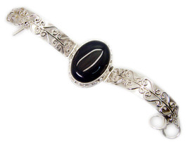 Classy Black Onyx 925 Sterling Silver Black Bracelet Natural free regalo de... - £129.18 GBP