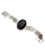 Classy Black Onyx 925 Sterling Silver Black Bracelet Natural free regalo... - £128.40 GBP