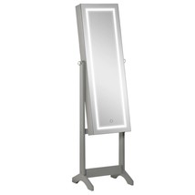 HOMCOM Jewelry Cabinet w/ Mirror &amp; LED - Grey - $153.99