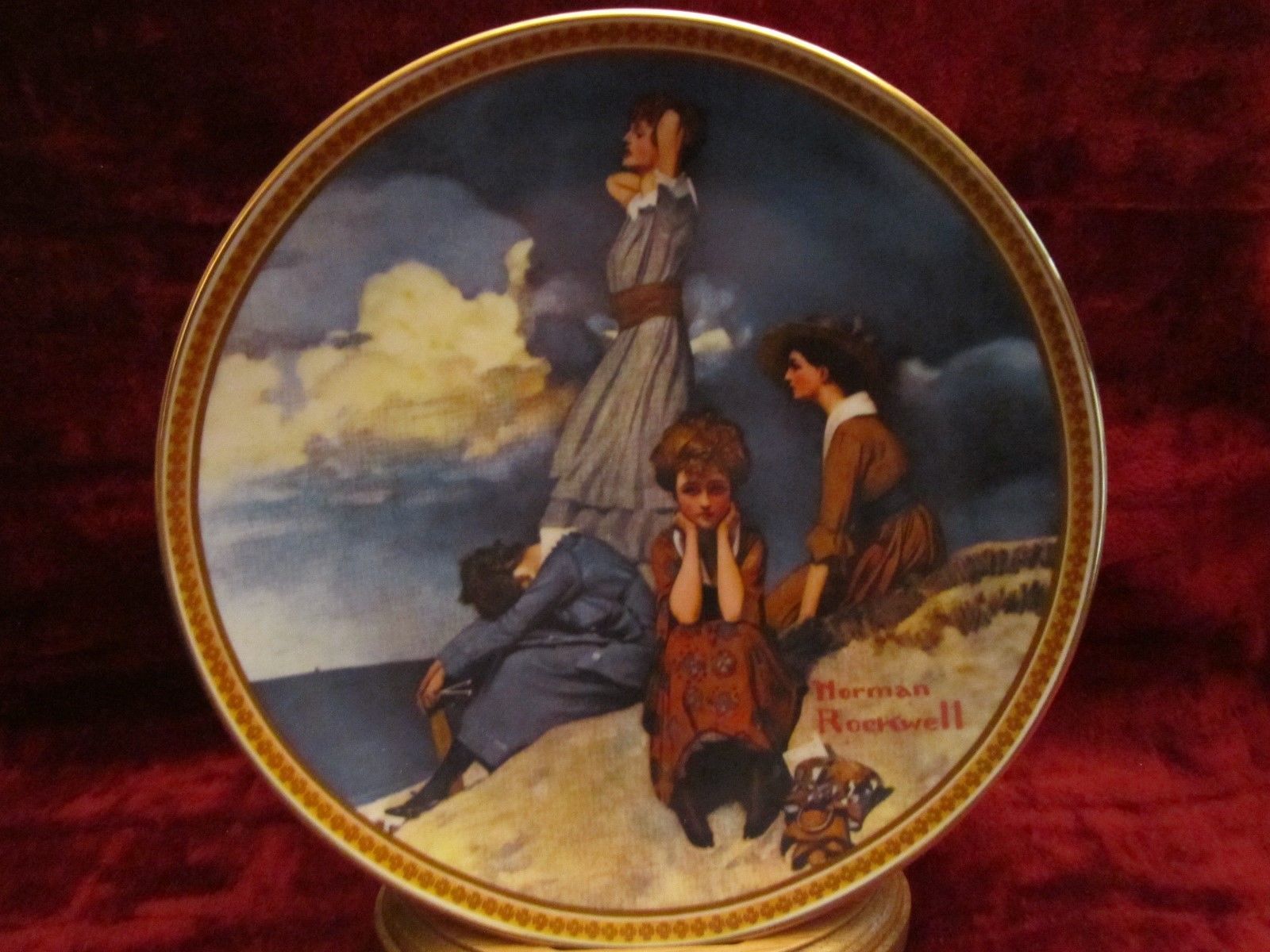 WAITING ON THE SHORE collector plate NORMAN ROCKWELL Rediscovered Women #2 - $2.99