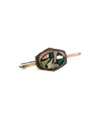 Sterling Silver Inlaid Green Black Mother of Pearl Tie Clasp By PRAE ?? ... - £35.60 GBP