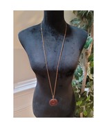 Women&#39;s Long Chain Necklace With Brown Donut Pendant And Lobster Clasp Lock - $38.90 CAD