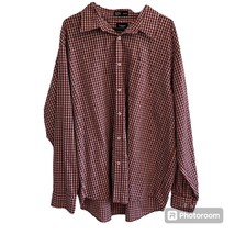 Haggar Men&#39;s XXL Red White Gingham Check Long Sleeve Button up Casual Shirt - $17.99