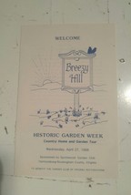 VTG 1988 Historic Garden Week Breezy Hill Tour Flyer Harrisonburg Rockingham - £11.78 GBP