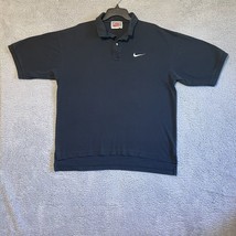 Vintage NIKE Polo Shirt Made in USA Embroidered Swoosh Black 90s Short S... - $20.05