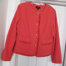 TALBOTS JACKET COAT Woven Fringed Lined Poly/Wool Gold Tone Buttons Size... - £31.56 GBP