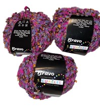 Lot of 3 S. Charles Bravo Bulky Textured Multicolor Wool Blend Yarn 4 Pink Blue - £14.91 GBP