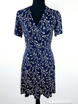 41 Hawthorn Faux Wrap Dress S Navy White Floral Fit Flare Short Sleeve S... - $17.37