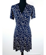 41 Hawthorn Faux Wrap Dress S Navy White Floral Fit Flare Short Sleeve S... - $17.37