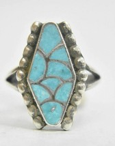 Turquoise ring southwest vintage southwest sterling silver Size  7 - £45.36 GBP