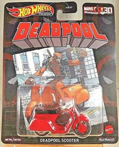 2021 Hot Wheels Premium Marvel Deadpool Deadpool Scooter Red w/Real Riders MC5Sp - £12.14 GBP