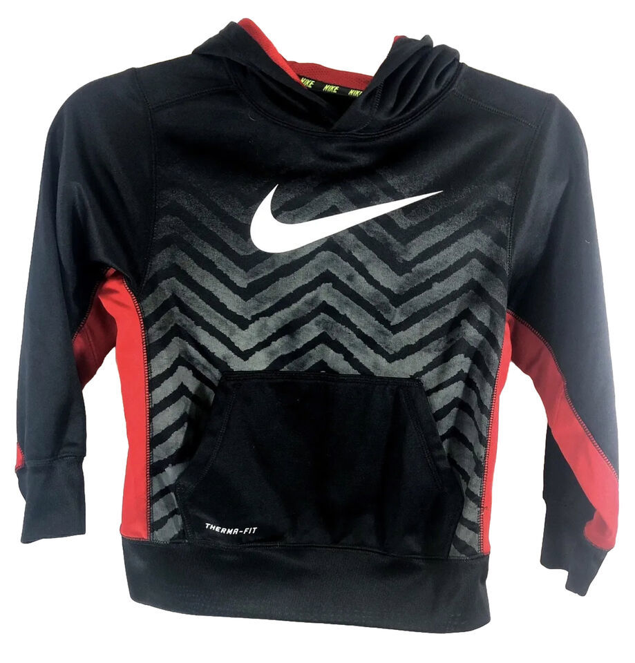 Nike Youth Size XS Red And Black Hooded Pullover Sweatshirt Therma-Fit - $4.48