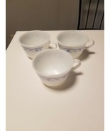 Vintage Pyrex Coffee Tea Cup Lot of 3, White Base, Light Blue Pattern, 2... - £18.44 GBP