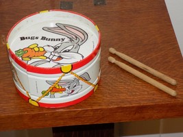 1975 Warner Bros. Inc. Bugs Bunny Toy Metal Drum w/ Sticks - $32.52 CAD