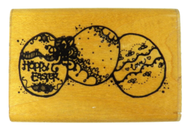 Easter Eggs Border Rubber Stamp 3 Decorated Eggs DOTS J221 2.5 x 1.25&quot; - £1.91 GBP